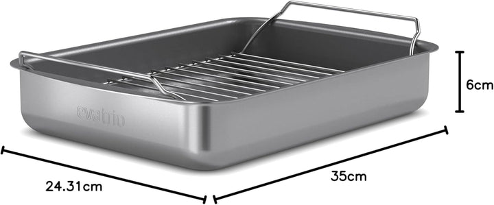 Eva Trio | Professionell Bräter mit Rost 30x22 cm keramischer Slip-Let®-Antihaftbeschichtung |Mit ih