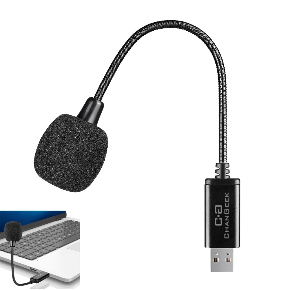 Mini USB Mikrofon für Laptop/PC, mit Schwanenhals & USB-Soundkarte, kompatibel mit Mac, Plug & Play,