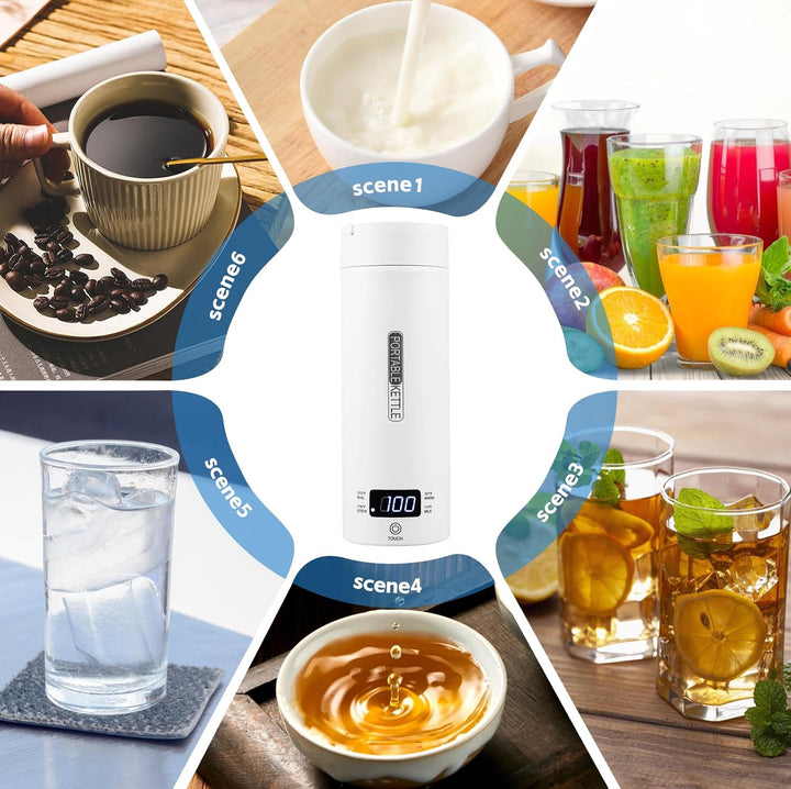 Reisewasserkocher Klein, 500 ML Mini Reisewasserkocher, Kleiner Tragbarer Elektrischer Wasserkocher