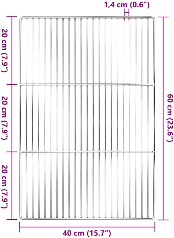 vidaXL Grillrost Silber 60 x 40 cm Edelstahl, Garten und Terrasse, Rechteckiges Edelstahl-Rost, mode