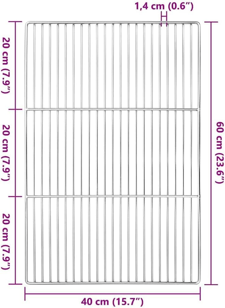 vidaXL Grillrost Silber 60 x 40 cm Edelstahl, Garten und Terrasse, Rechteckiges Edelstahl-Rost, mode