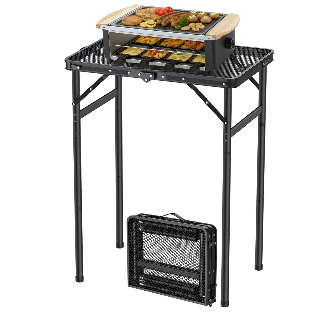 FUNYKICH Klappbar Grilltisch 60 x 40cm, Tragbarer Campingtisch Outdoor mit 3 Höhenverstellbar(27/51/