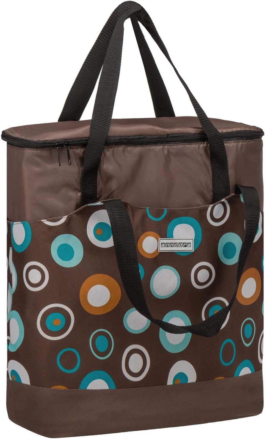 anndora 2 in 1 Einkaufstasche mit Isoliertasche - doppeltes Volumen - Farbwahl Braun Hellblau, Braun