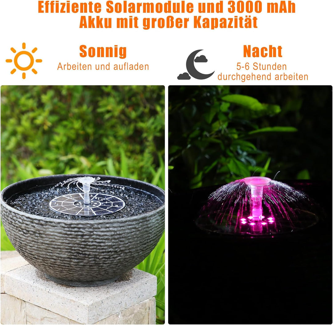 AISITIN 3,5W LED Solar Springbrunnen mit Verstellbare Stützstange Buntes Teichpumpe Solarbrunnen mit
