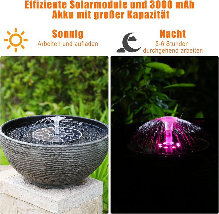 AISITIN 3,5W LED Solar Springbrunnen mit Verstellbare Stützstange Buntes Teichpumpe Solarbrunnen mit