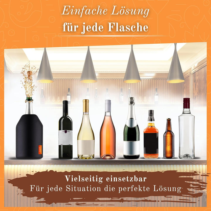 Kühlmanschette für Weinflaschen – Extra lange Kühlung, wasserabweisendes Nylon – Flexibel für Wein,