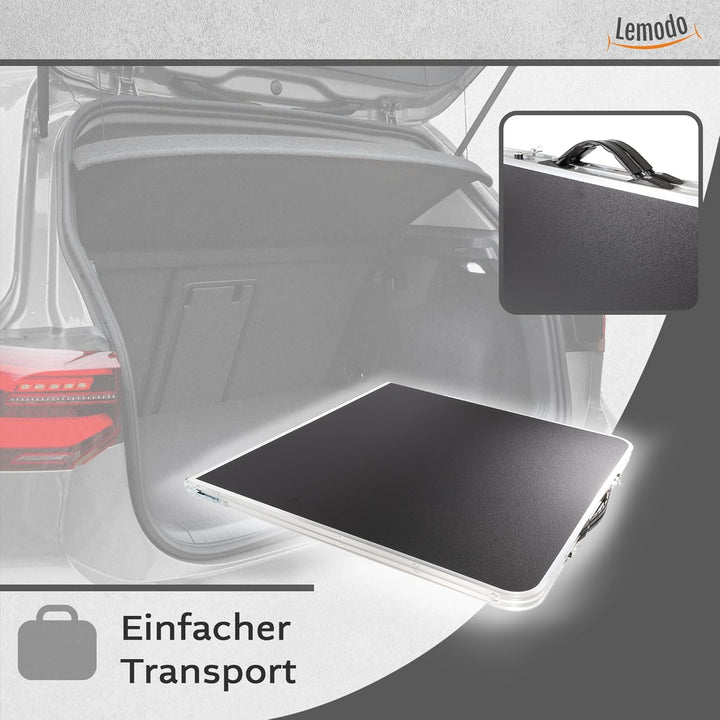 Lemodo Campingtisch schwarz klappbar | Klapptisch 3-Fach höhenverstellbar | Falttisch 120 x 60 cm |