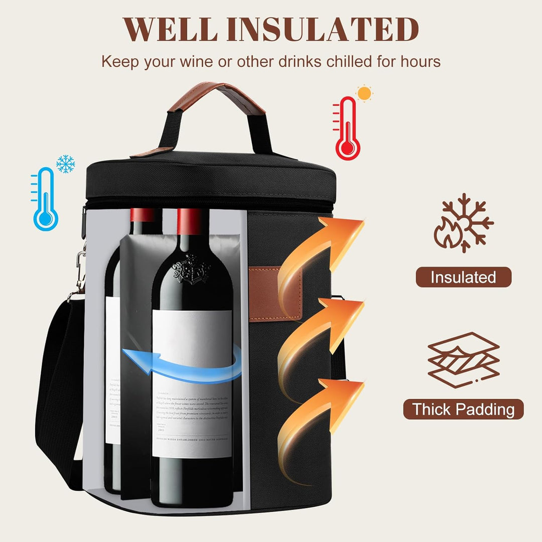 Kühltasche für 4 Flasche, Flaschenkühler für Unterwegs, Flaschentasche Isolierter Weintasche Biertas