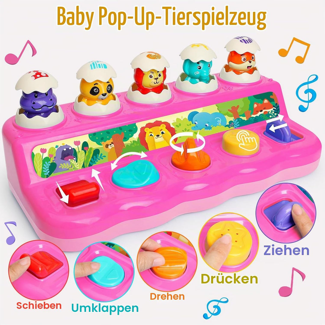 Baby Spielzeug ab 1 Jahr Mädchen, Pop up Baby Montessori Spielzeug 6 8 9 10 12 Monate mit Musik &amp; Li