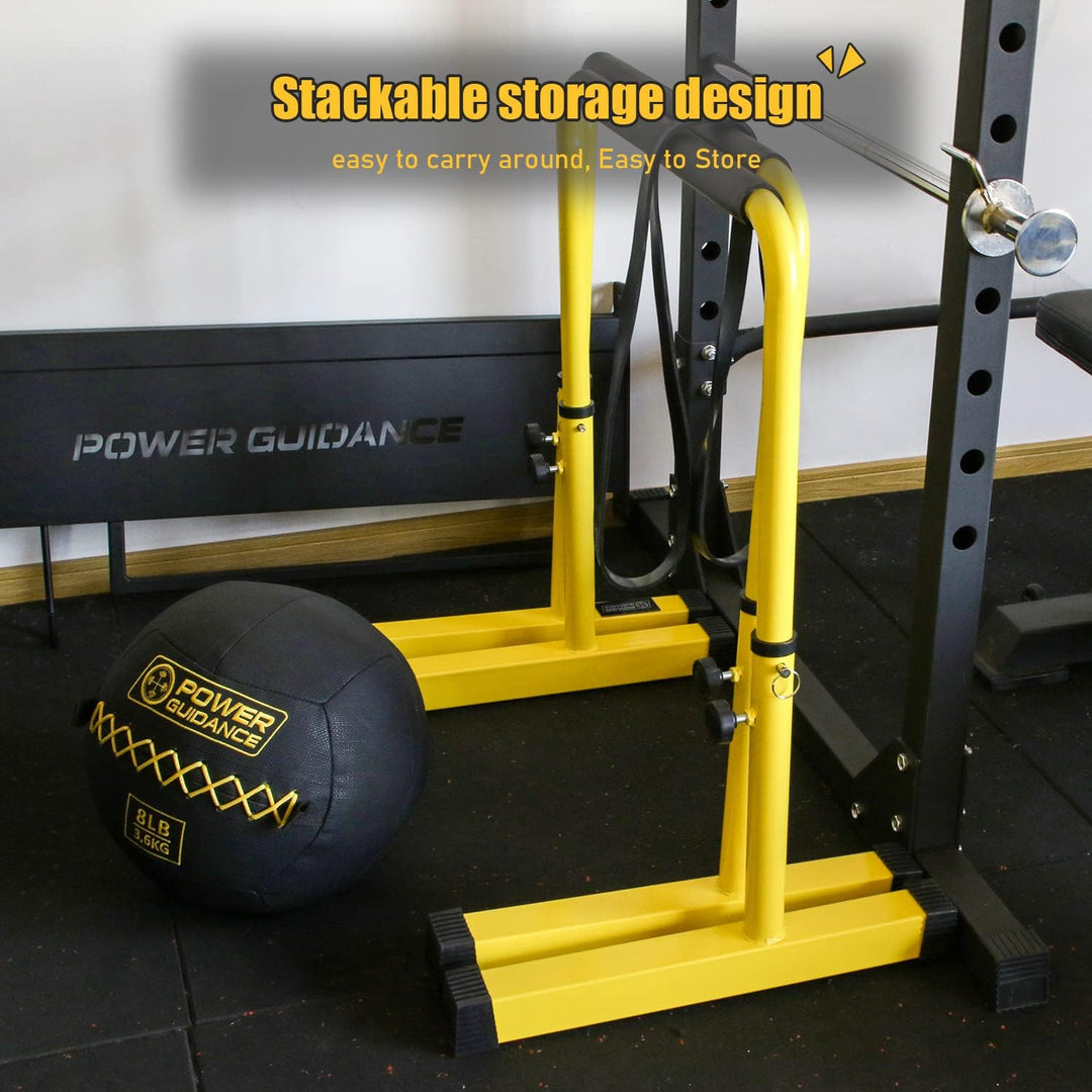 POWER GUIDANCE Dip Barren Dip Bar Quadratische breite Stützfüsse Einstellbare Höhe 77cm 84cm 91cm 98