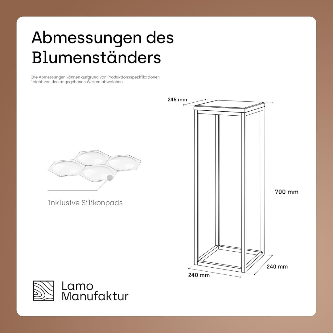 LAMO Manufaktur Blumenständer Metall Schwarz | Pflanzenständer Holz mit Natur Farbe | Blumenhocker h