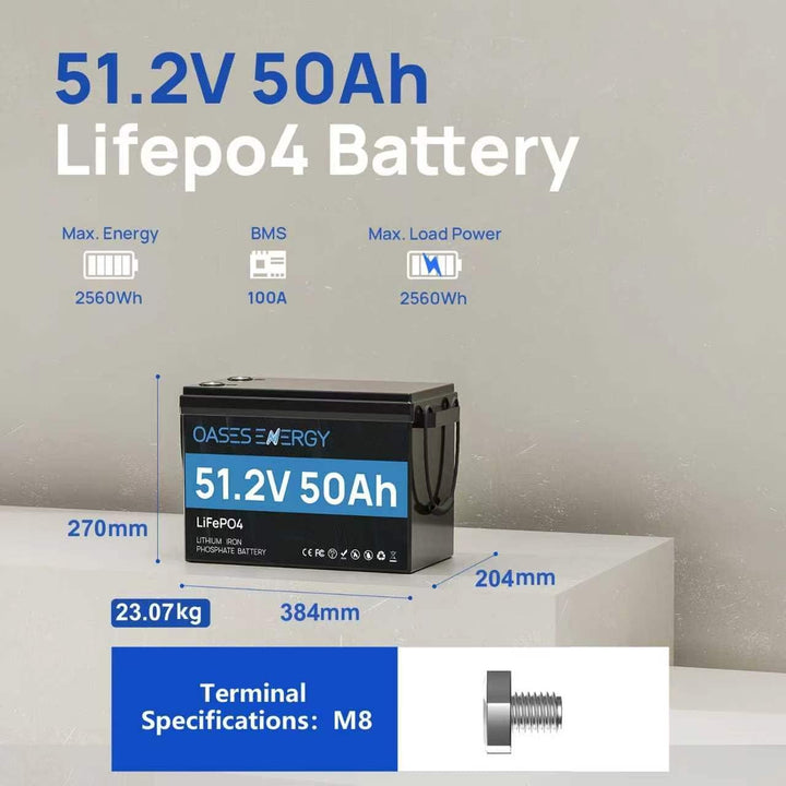 48V 50Ah LiFePO4 Lithium Batterie Mini mit Bluetooth, 50A BMS, Deep Cycles 48V LiFePO4 Batterie, 256