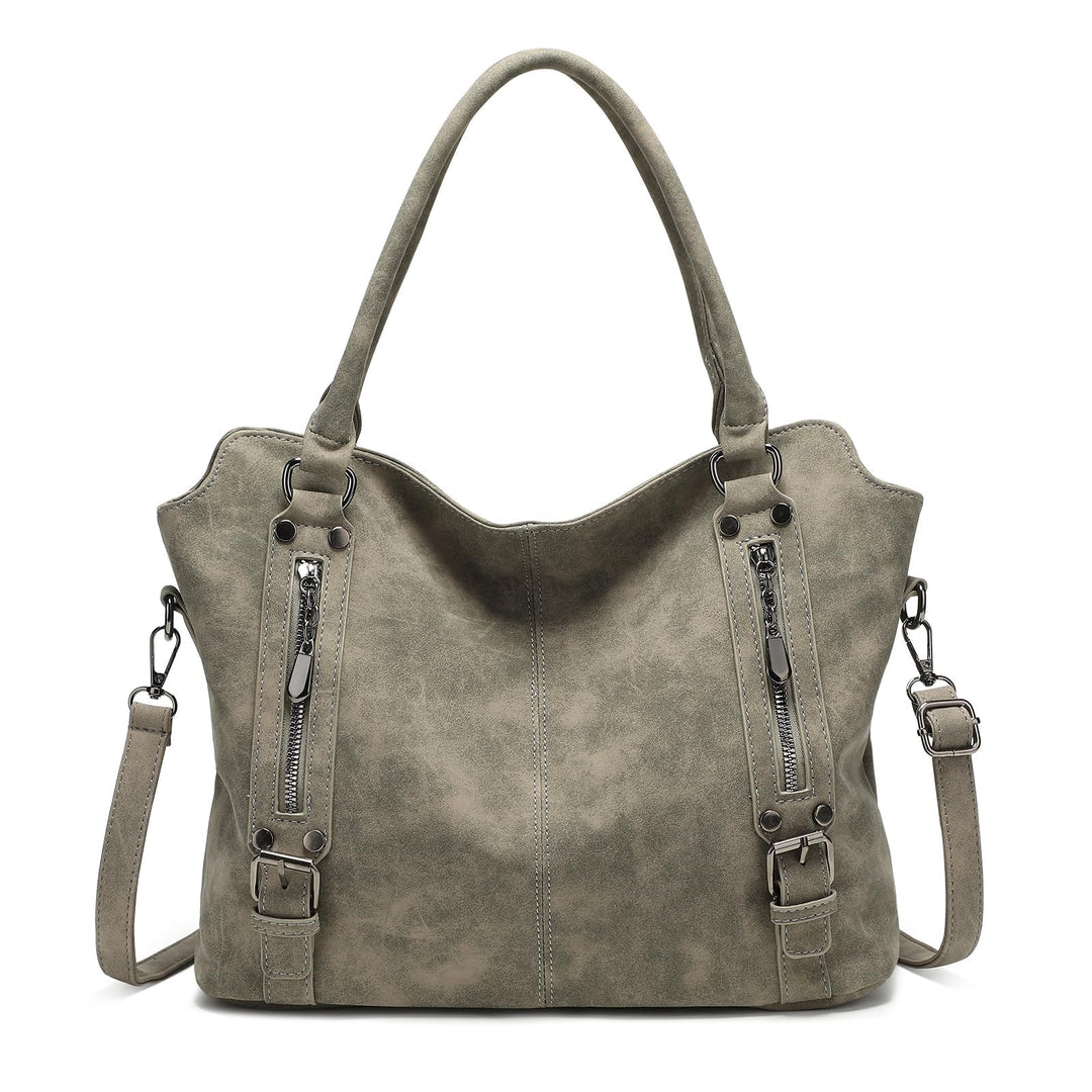 VINBAGGE Damen Handtasche PU Leder Henkeltasche Shopper Tasche Vintage Weiches Umhängetasche Schulte