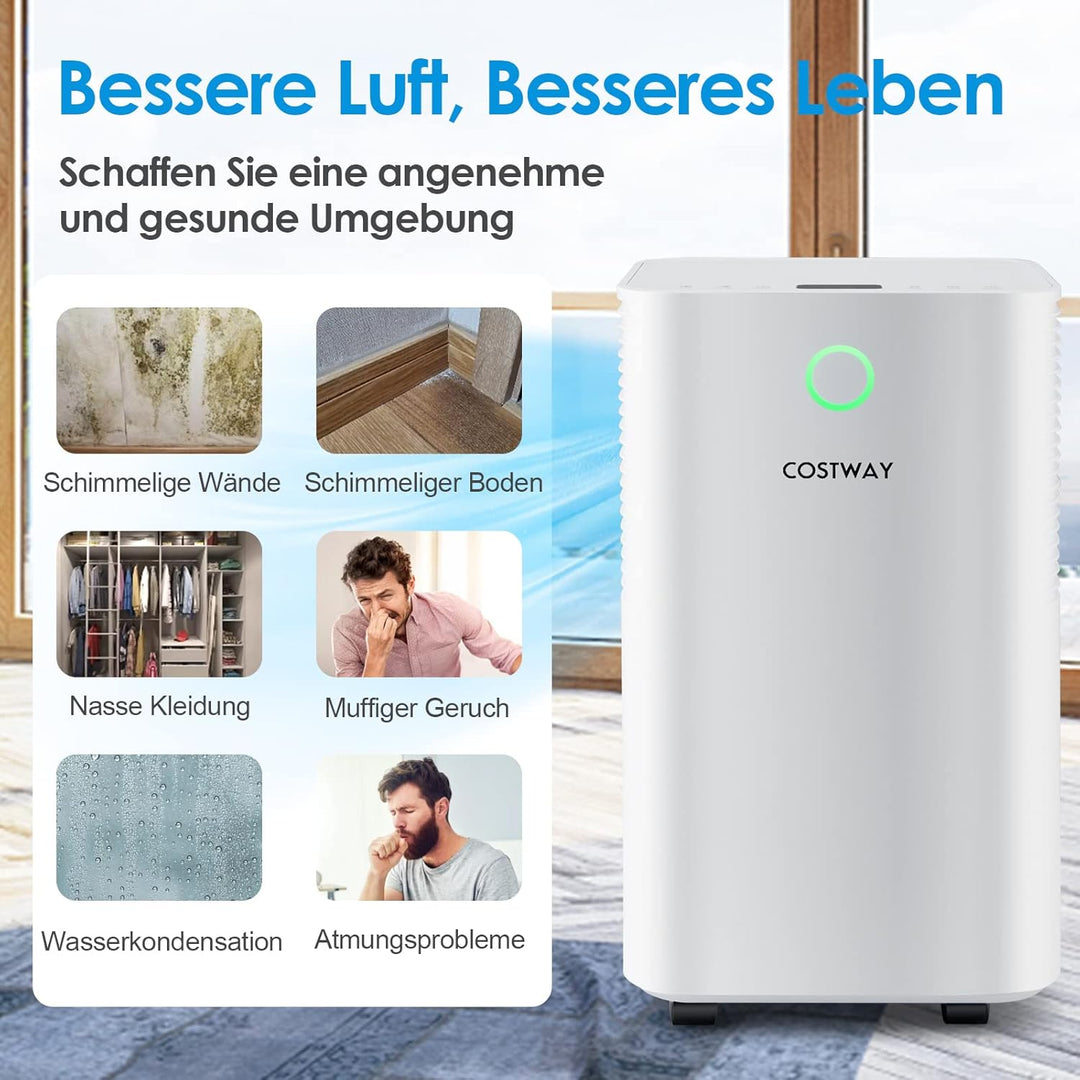 COSTWAY Mobile Entfeuchter Luftentfeuchter elektrisch Dehumidifier Raumentfeuchter 12L/Tag Entfeucht