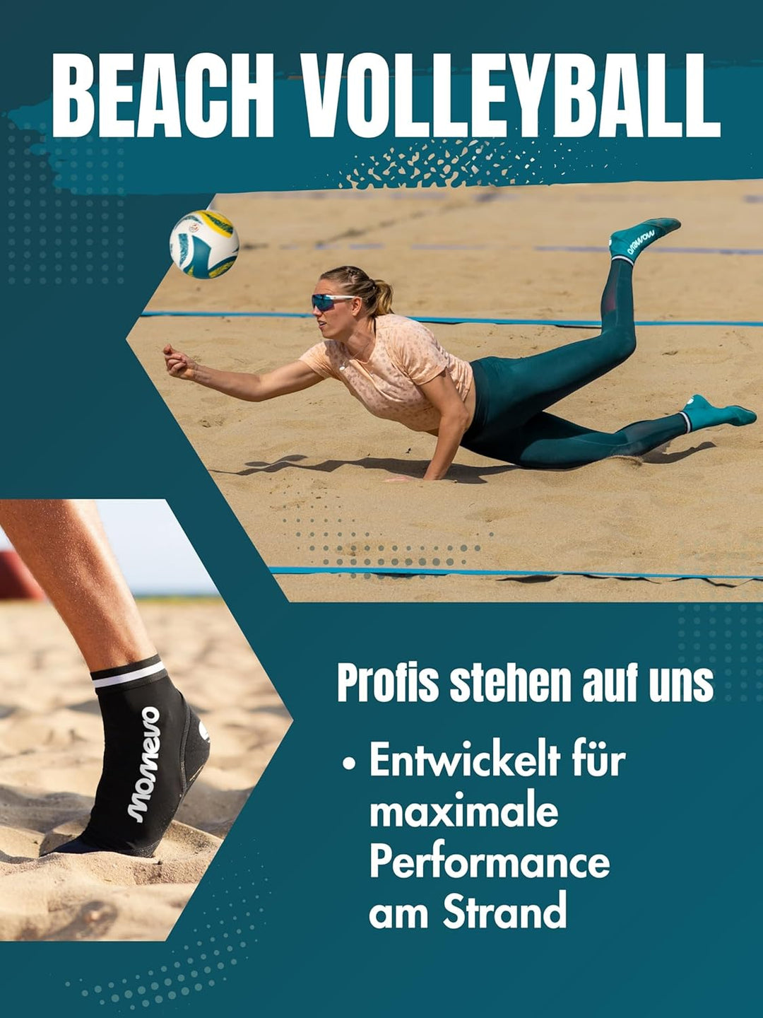 Momevo Beachmates Beachvolleyball Socken - schützende Beachsocken aus Neopren und Elasthan - idealer