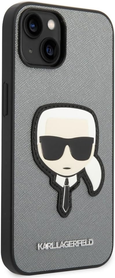 KARL LAGERFELD KLHCP14SSAPKHG hülle für iPhone 14 6,1" Silber/Silver hardcase Saffiano Karl`s Head P