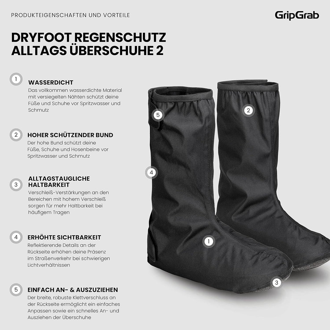 GripGrab Dryfoot 2nd Edition Überschuhe Fahrrad Wasserdicht Regenschutz Alltagsschuhe Regen Überzieh