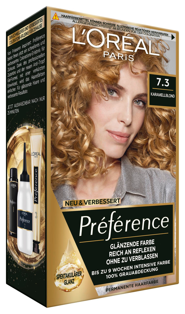 L'Oréal Paris Permanente Haarfarbe, Haarfärbeset mit Coloration und Farbglanz-Pflegebalsam, Préféren