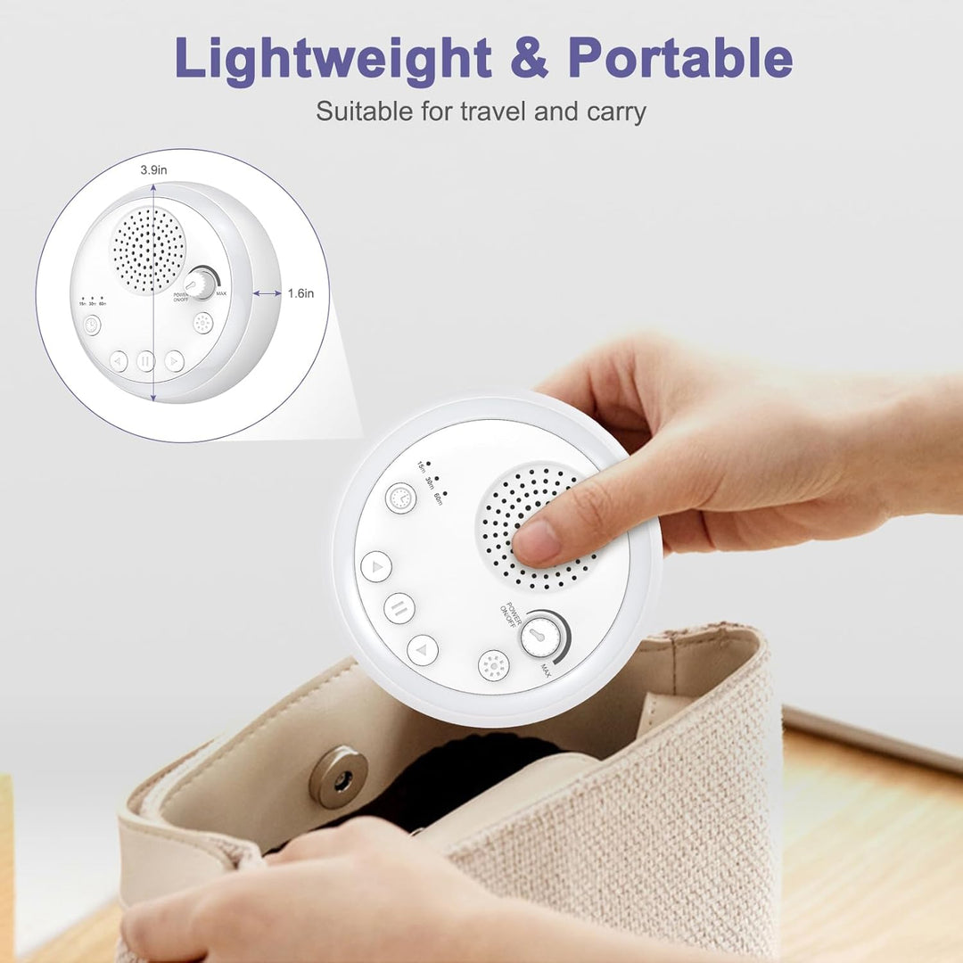 White Noise Machine Baby, Tragbare Einschlafhilfe Babys mit Nachtlicht, USB Aufladbare Weisses Rausc
