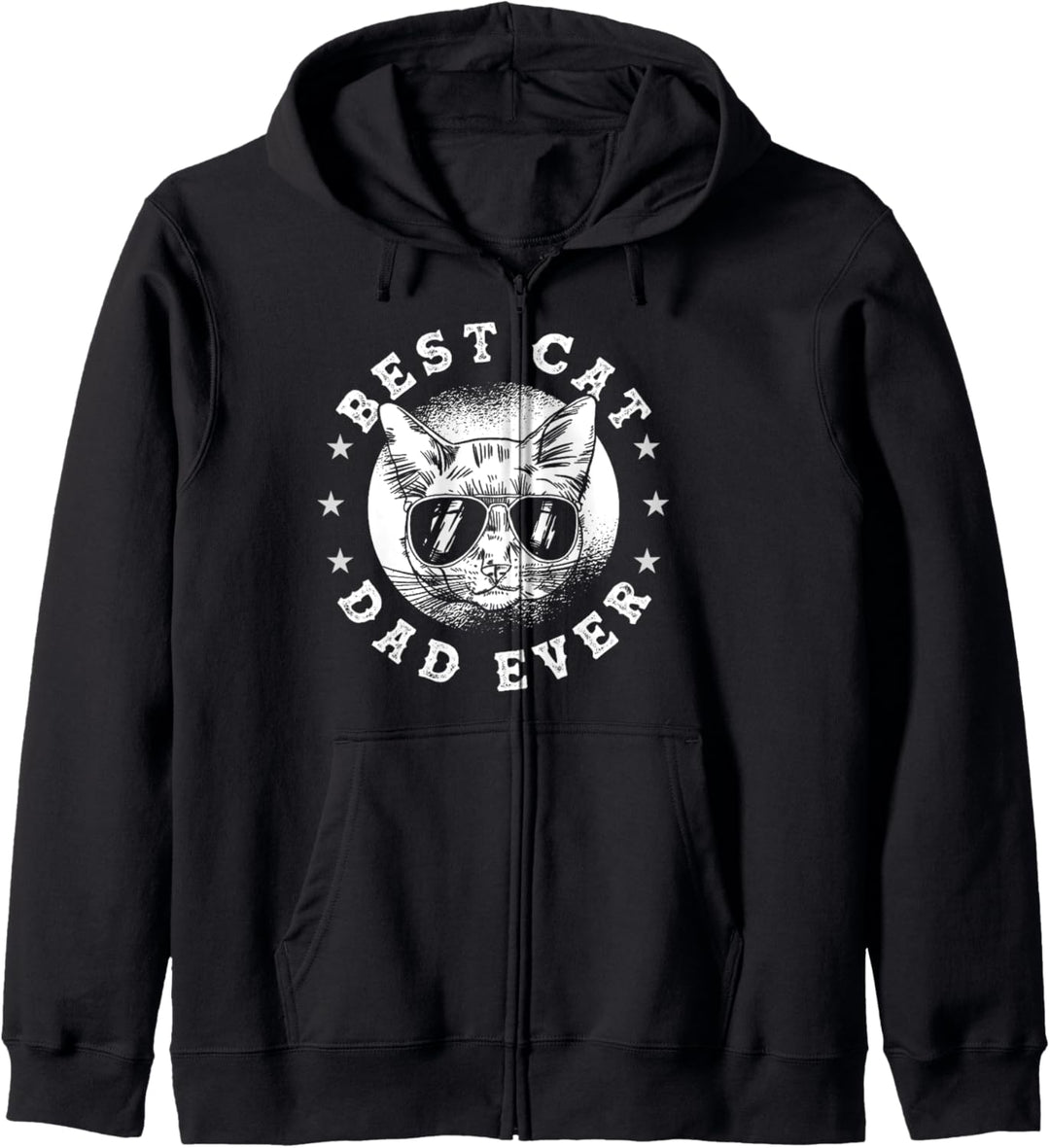 Best Cat Dad Ever – Retro Vintage Katze mit Sonnenbrille Geschenk Kapuzenjacke
