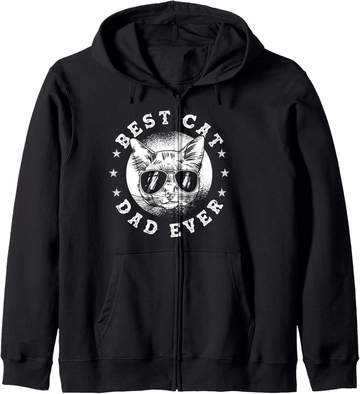 Best Cat Dad Ever – Retro Vintage Katze mit Sonnenbrille Geschenk Kapuzenjacke