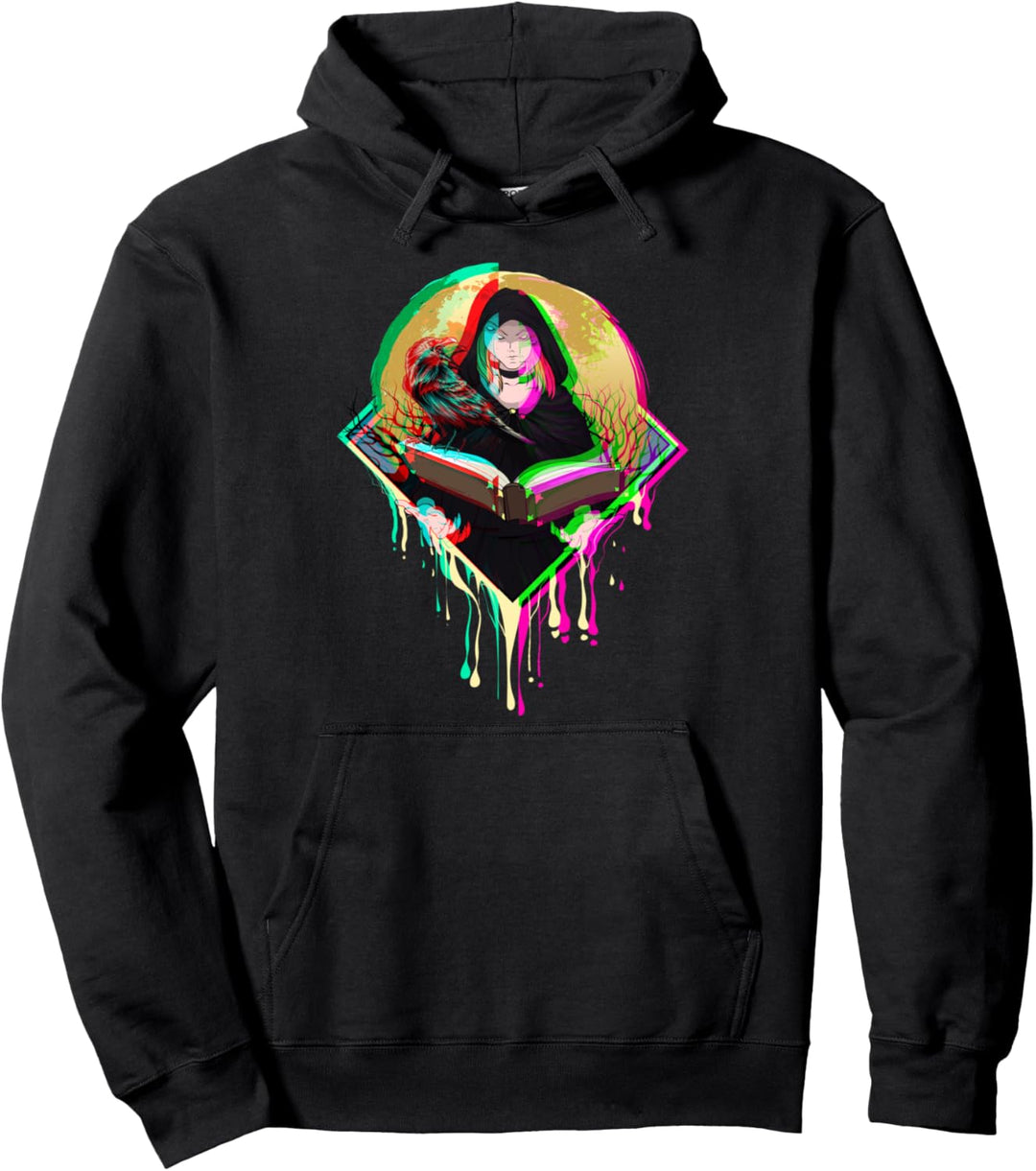 Hexe und Krähe Okkultes Hexerei Vaporwave Rabe Goth Pullover Hoodie