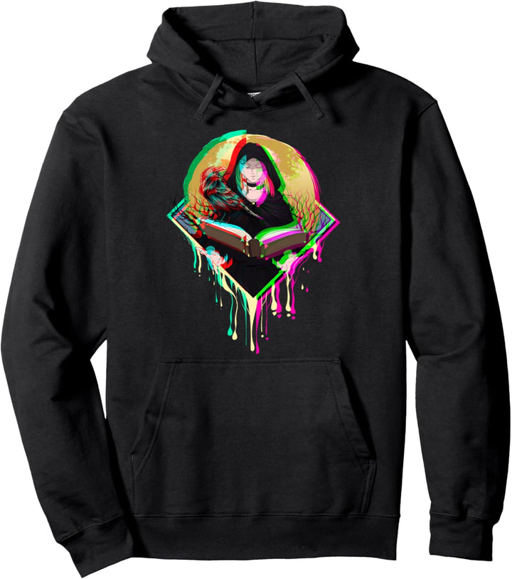 Hexe und Krähe Okkultes Hexerei Vaporwave Rabe Goth Pullover Hoodie