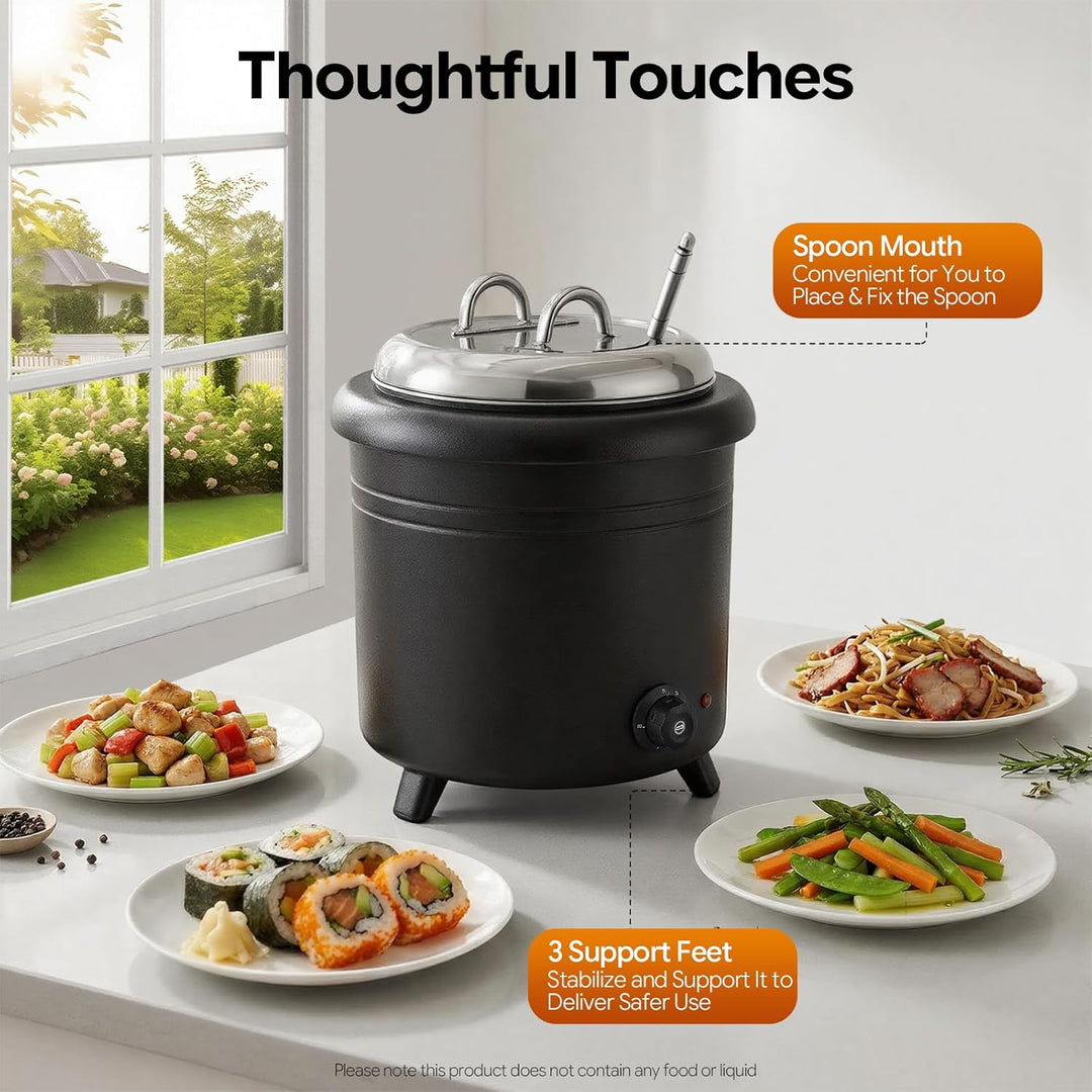 13L Suppenwärmer & Suppenkessel, 400W Elektrisch Suppentopf Gastro Soup Warmhaltebehälter 30-85°C Ei