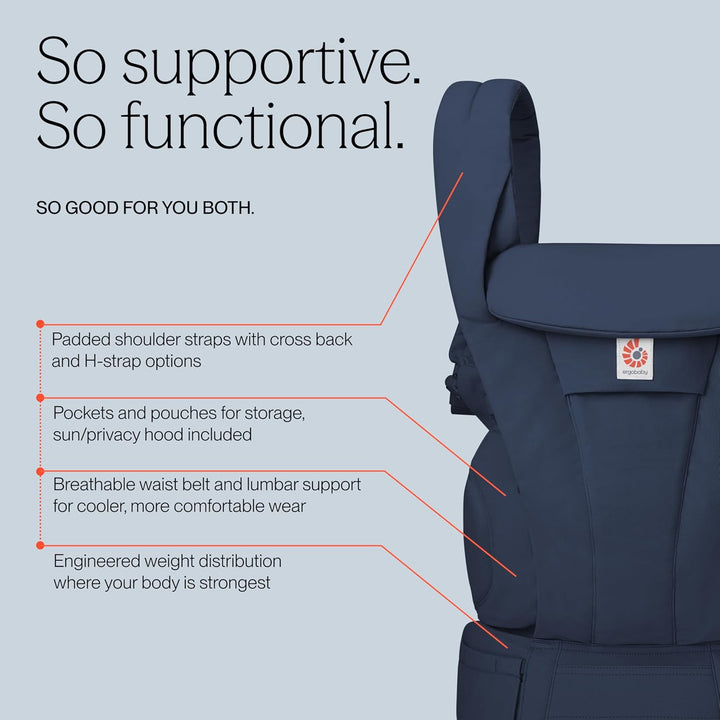 Ergobaby Omni Deluxe All-in-One Babytrage für Neugeborene ab Geburt bis 20kg, Ergonomische 4-Positio