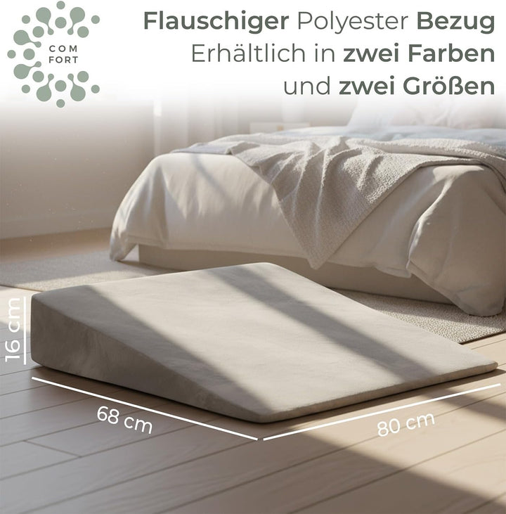 Keilkissen für Bett und Couch, Matratzenkeil, Reflux Kissen [mit 2 Liegezonen], Lesekissen zur Schla