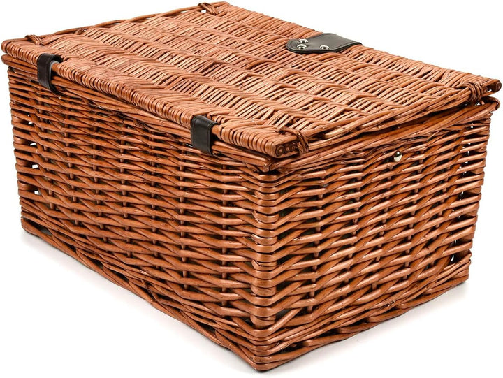 Picknickkorb für 4 Personen Inklusive Bestecksets, Korkenzieher, Weingläser und Keramikteller - 29 x