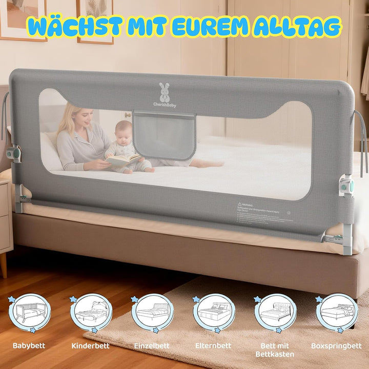 Soontrans Rausfallschutz Bett, Sanfter Halt für Wachsende Kinder &amp; Familienbett, Klappbar &amp; Höhenver