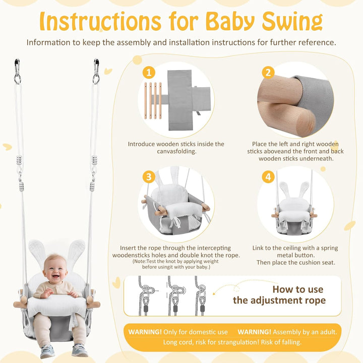 Babyschaukel,Kinderschaukel aus Holz,Baby schaukel Indoor Für Kinder,Kinderschaukel Für Babys und Ki