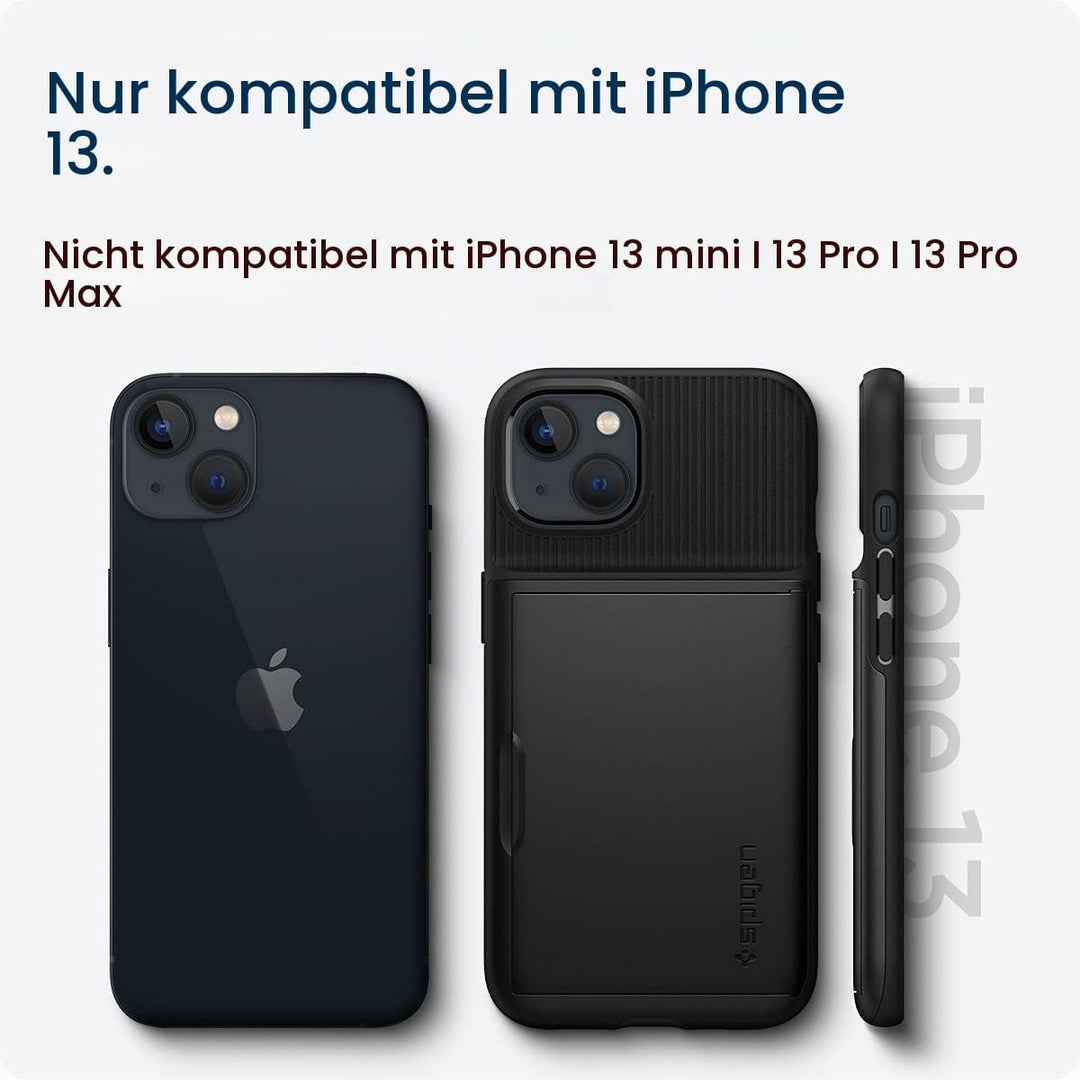 Spigen Slim Armor CS Hülle Kompatibel mit iPhone 13 Kartenfach -Schwarz, Schwarz