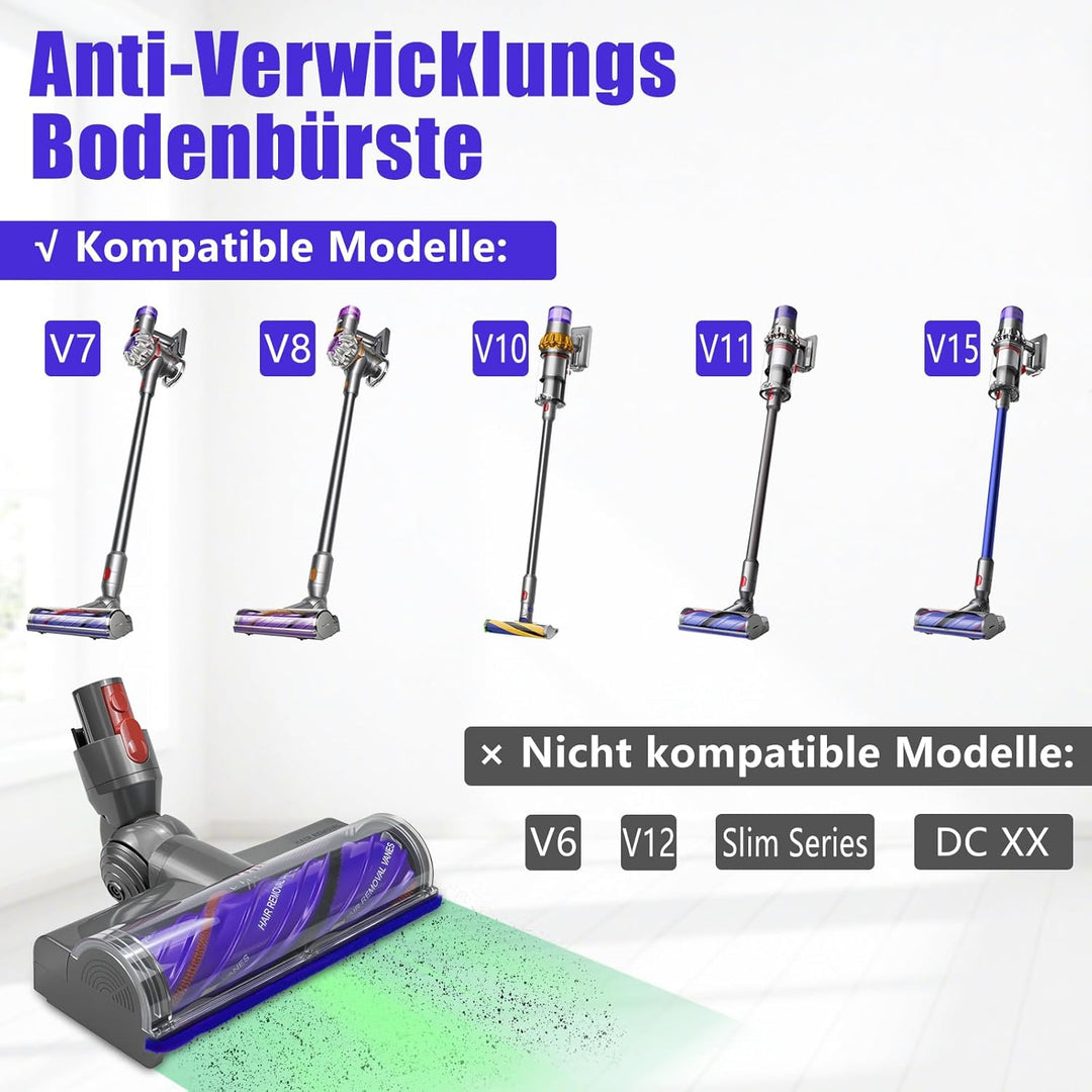 Bürste kompatibel für Dyson V7 V8 V10 V11 V15 SV10 SV11 SV12 SV14 Staubsauger,Anti-Verwicklungs Bode