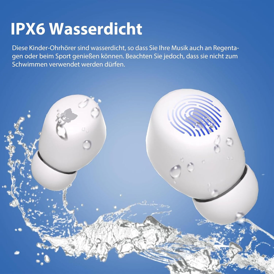 In-Ear Bluetooth Kopfhörer Kinder, Kopfhörer Bluetooth Kinder mit Mikrofon, HD Stereo, 30-Stunden-Ak