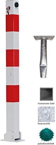 ABSPERRPFOSTEN 70x70mm Vierkantrohr, Umlegbar mit Profilzylinderschloss, zum Einbetonieren, ohne Öse