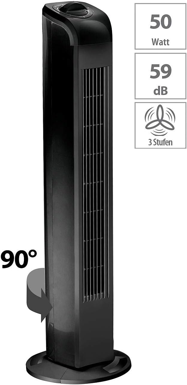Sichler Haushaltsgeräte Säulenventilator: Turmventilator mit 3 Geschwindigkeits-Stufen und 90° Oszil