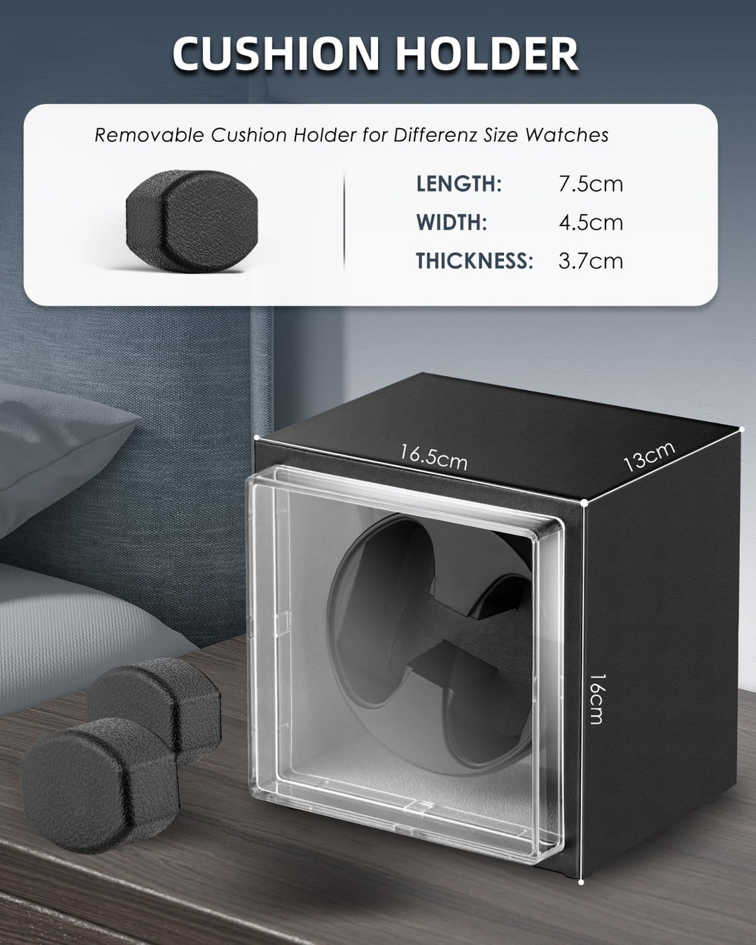 Mxmoonant Automatische Uhrenbeweger für 2 Uhren, 5 Rotationsmodi mit leisem Motor, AC-Adapter & Batt