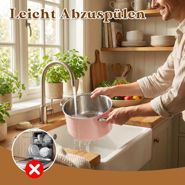 Kochgeschirr-Set aus Edelstahl, Kochtopf, Dampftopf, Suppentopf, Verdickter, Antihaftbeschichtete Ke