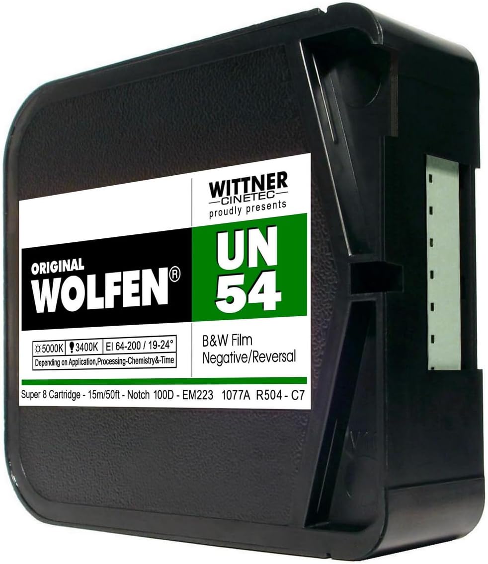 original WOLFEN B+W Negativ Film SUPER 8 ISO 64-200 Schwarz/Weiss ohne Entwicklung, Schwarz/Weiß