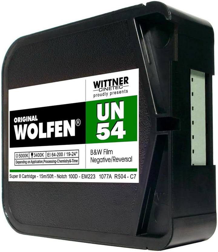 original WOLFEN B+W Negativ Film SUPER 8 ISO 64-200 Schwarz/Weiss ohne Entwicklung, Schwarz/Weiß