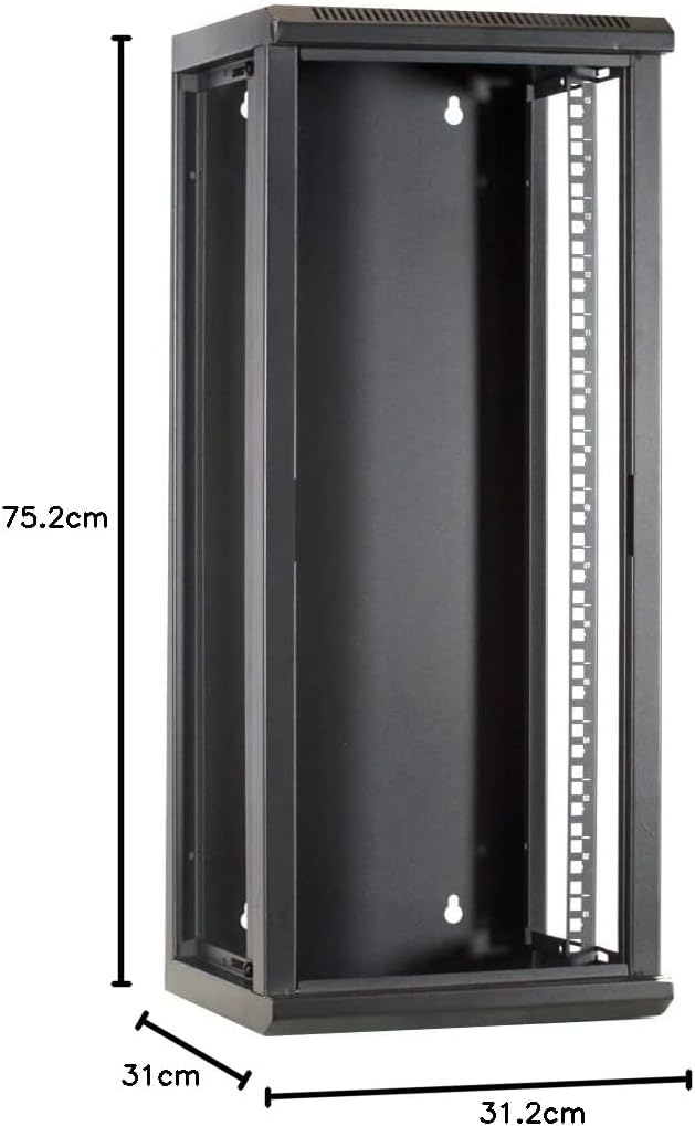 15 HE - 10 Zoll Serverschrank - mit Glastür - (BxTxH) 312x310x752mm - Schwarz - für Zuhause und im B