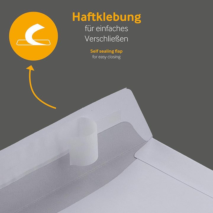 Blanke Briefhüllen, Versandtaschen, 250 Stück, Haftklebung, Mit Fenster, Gerade Klappe, DIN C4,120 g
