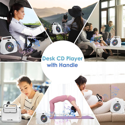 Gueray CD Player für Zuhause Bluetooth Desktop CD-Player mit Lautsprechern Kopfhöreranschluss FM Rad