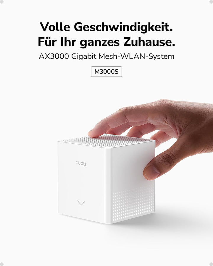 Cudy AX3000 Wi-Fi 6 Whole Home Mesh System, 2500 m², M3000S 3er-Pack