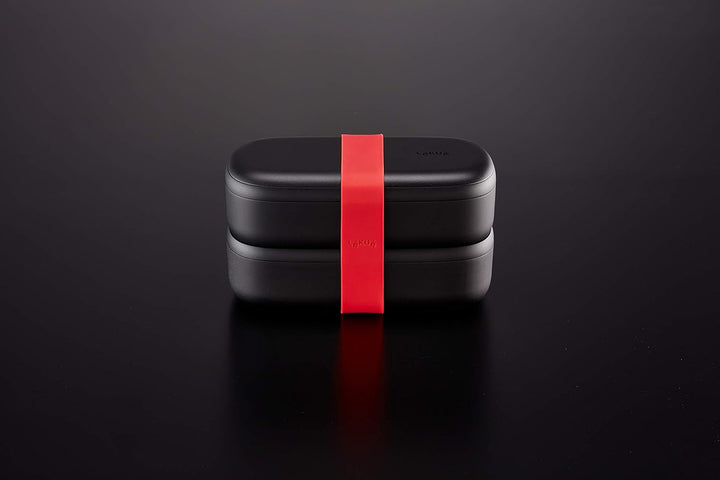 Lékué Hermetische Lunchbox für Lebensmittel mit Besteck, Polypropylen, schwarz, Standard, 19x10x11 c