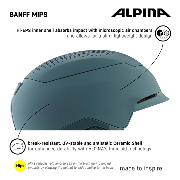 ALPINA BANFF MIPS - Nachhaltiger, Sicherer und leichter MIPS Skihelm Mit Schafswolle-Innenfutter Für