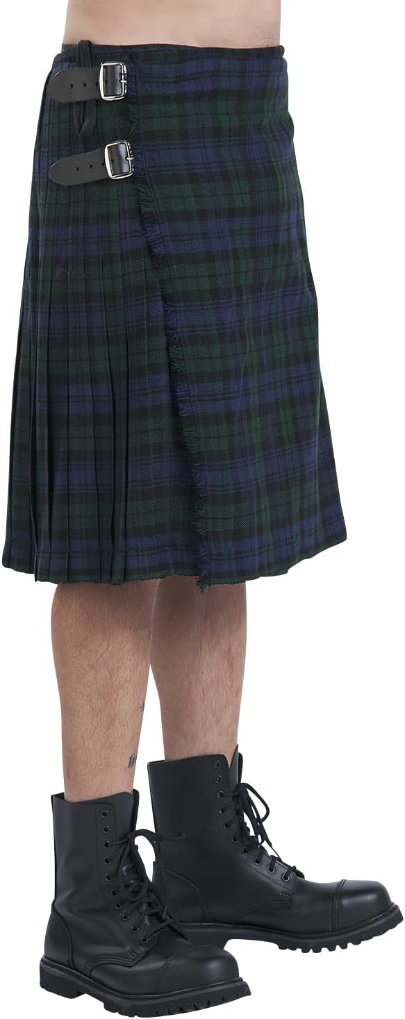 Black Premium by EMP Herren grün-blaues Kult Tartan Kilt grössenverstellbar L Grün/Blau, L Grün/Blau
