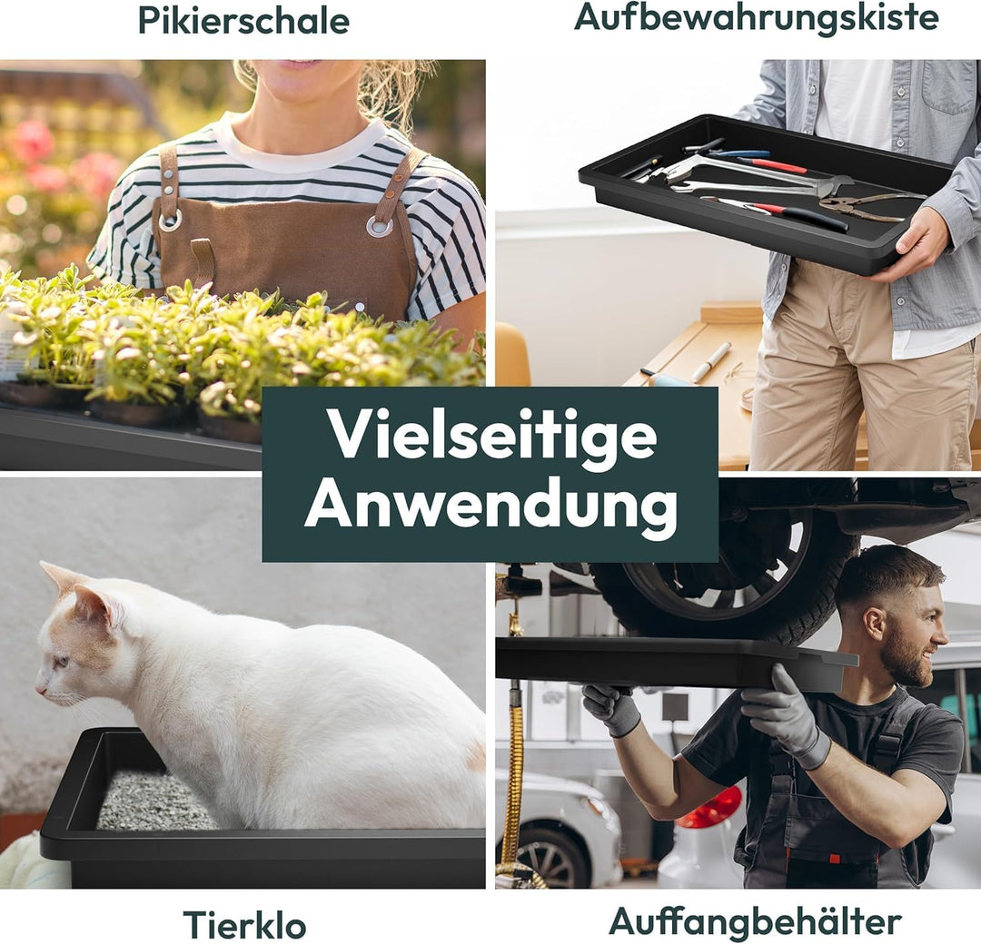 UDOPEA Profi Kunststoff Wanne flach (60 x 40 x 6,5 cm) - Pflanzschale, Wasserwanne ohne Bodenlöcher